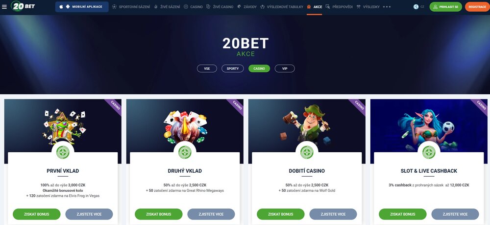 20BET free spins