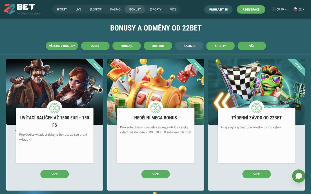 22BET free spins