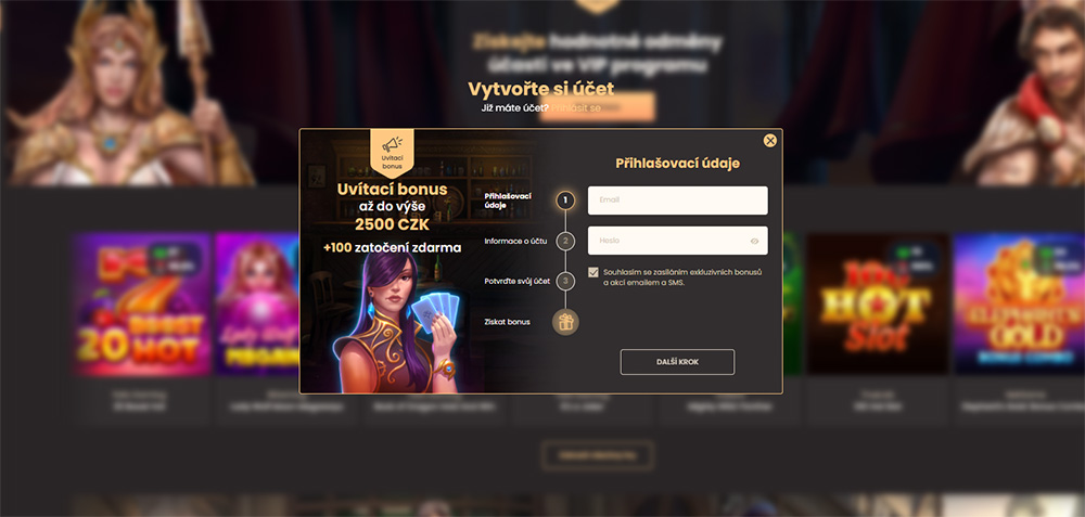 National Casino registrační formulář