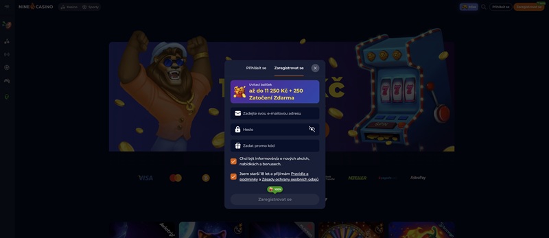 Nine Casino registrace a login