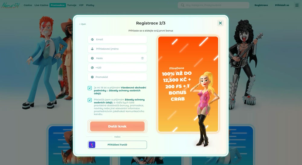 Neon54 casino nabízí několik různých vstupních bonusů pro nové hráče v unikátním provedení