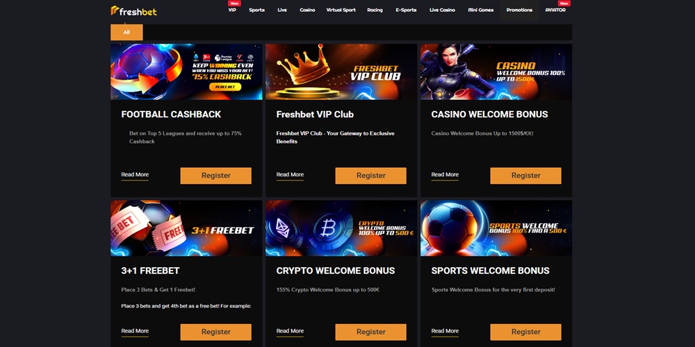 Nabídka bonusů v casinu Freshbet