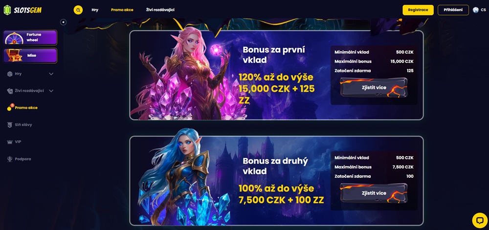 Bonusy v casinu Slotsgem