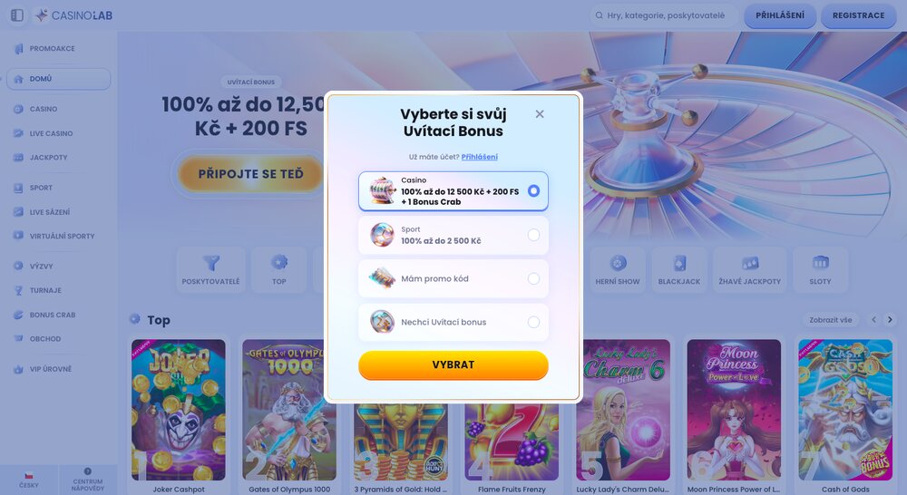 Registrace CasinoLab