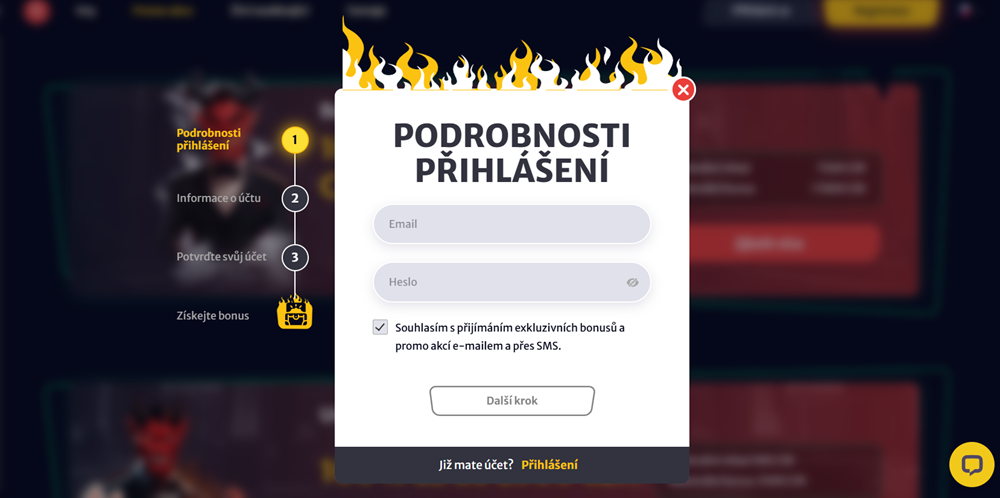 Hell Spin registrace a přihlášení