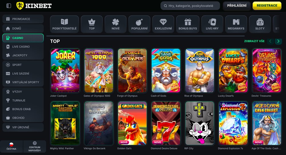Nabídka výherních automatů v casinu KinBet