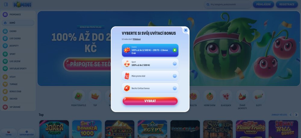 Registrace a přihlášení v Nomini