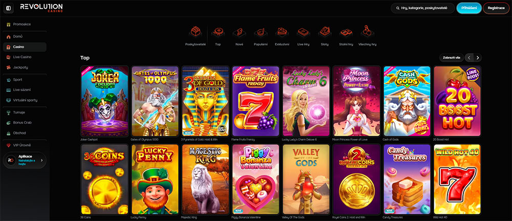 Nejlepší automaty v casinu Revolution Casino