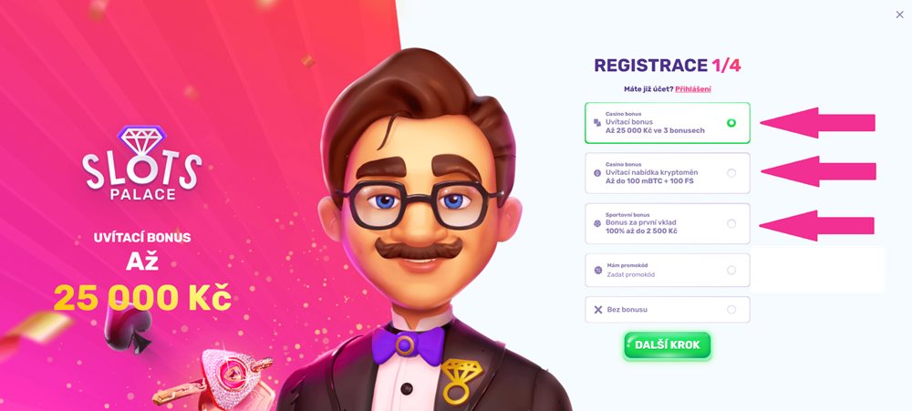 SlotsPalace registrace a prihlášení