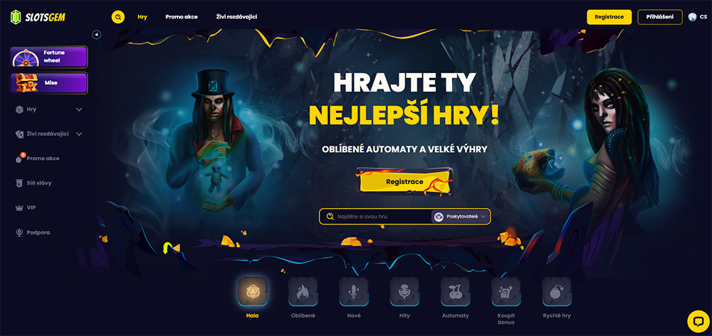 Mobilní aplikace a web casina Slotsgem
