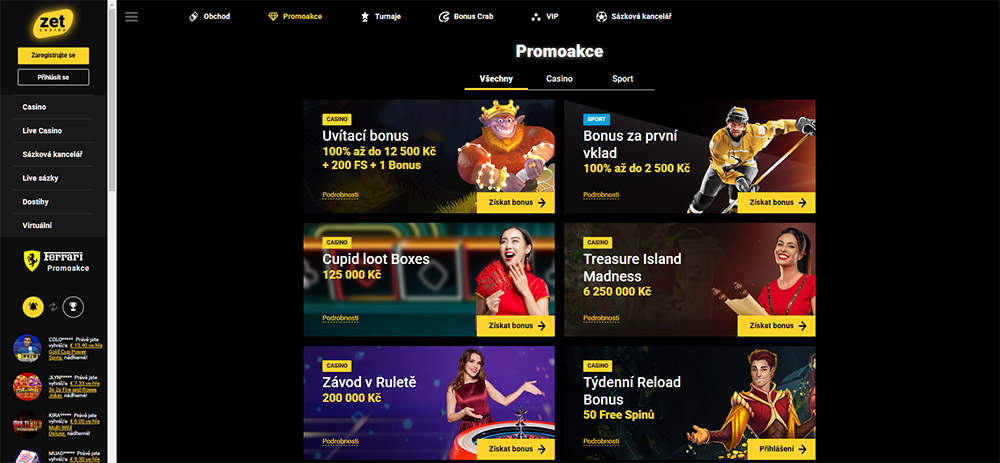 Bonusy v casinu ZetCasino