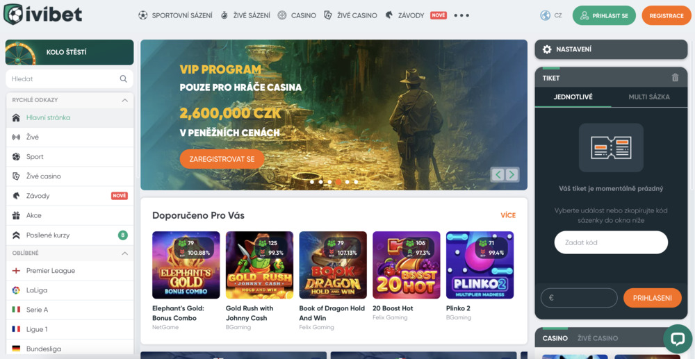 Mobilní aplikace a web casina Ivibet