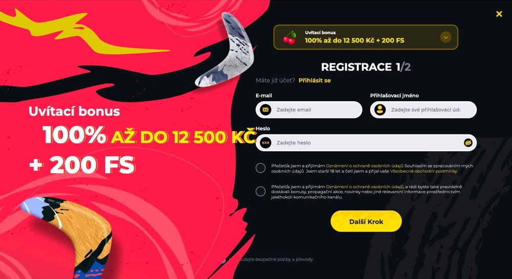Boomerang Casino registrace