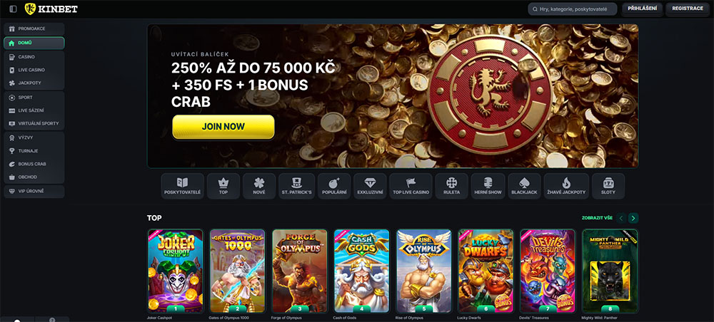 Mobilní aplikace a web casina KinBet
