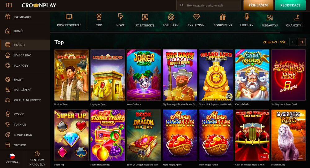 Herní knihovna v casinu CrownPlay