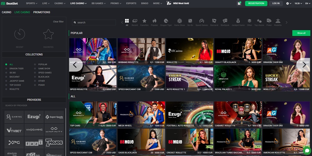Mobilní aplikace a web casina BeatBet