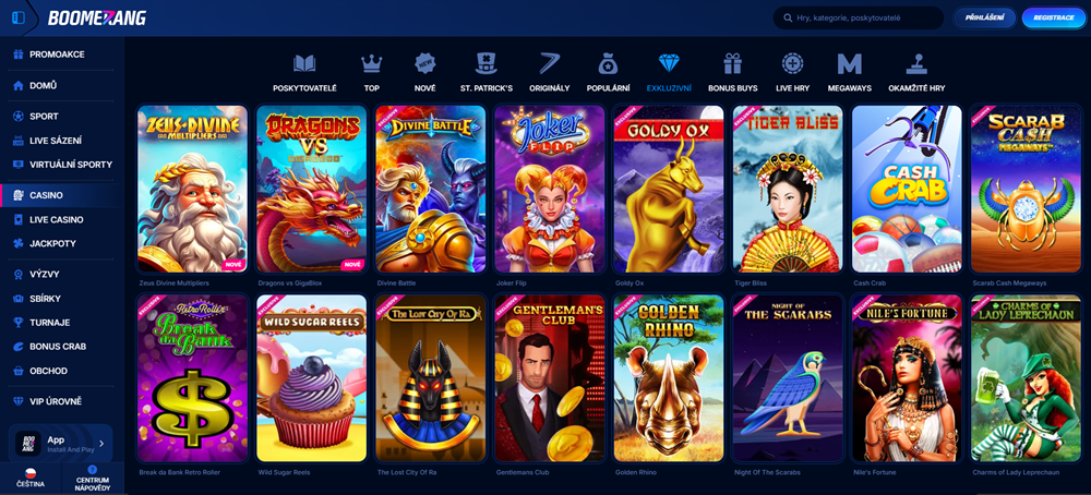 Boomerang Bet aplikace a web