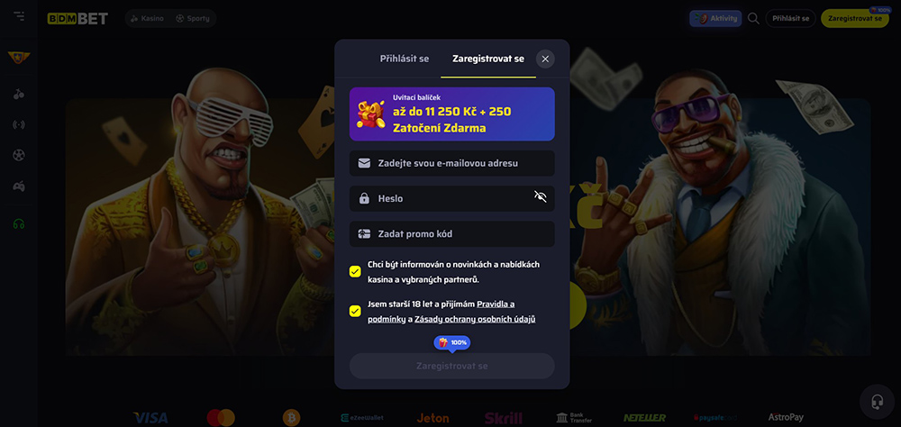 BDMbet casino registrace a login