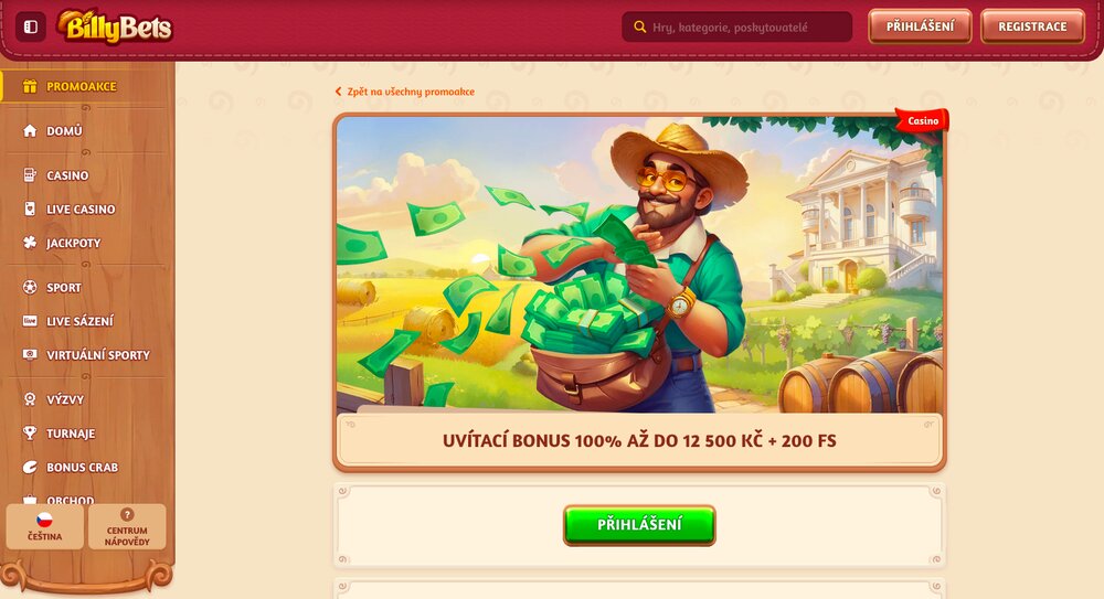 BillyBets uvítací bonus