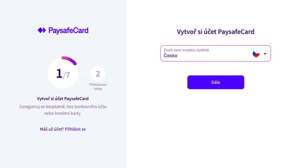 Paysafecard registrace