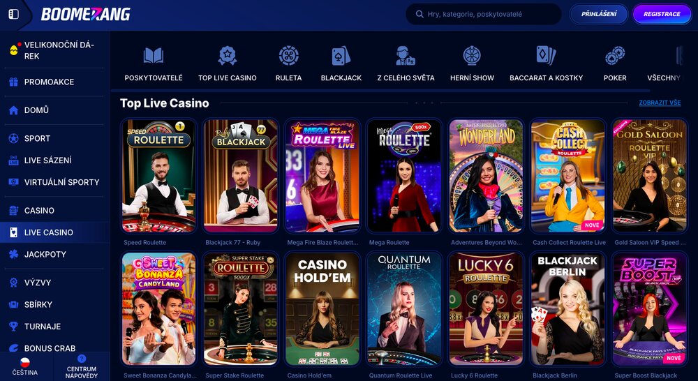 Boomerang Bet live casino