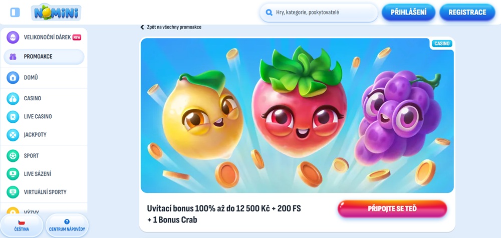 Nomini vstupní bonus bez promo code