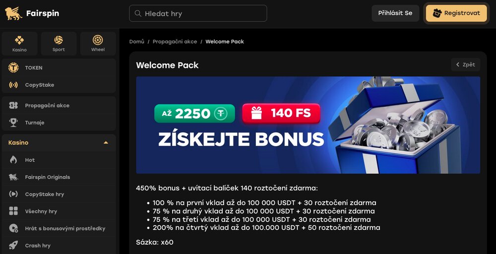 Fairspin uvítací bonus