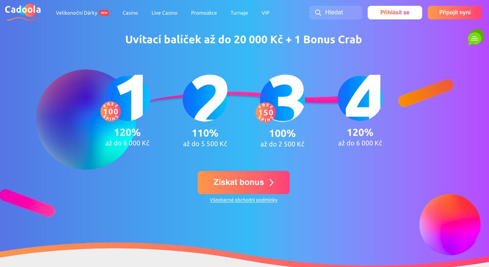 Cadoola vstupní bonus