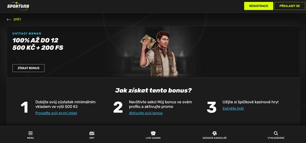 Sportuna uvítací bonus