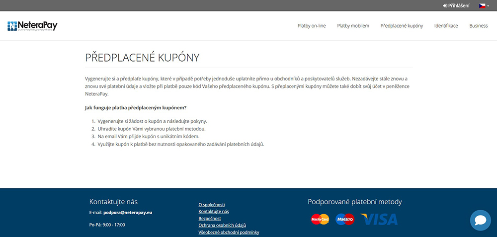 Jak funguje platba NeteraPay kupony?