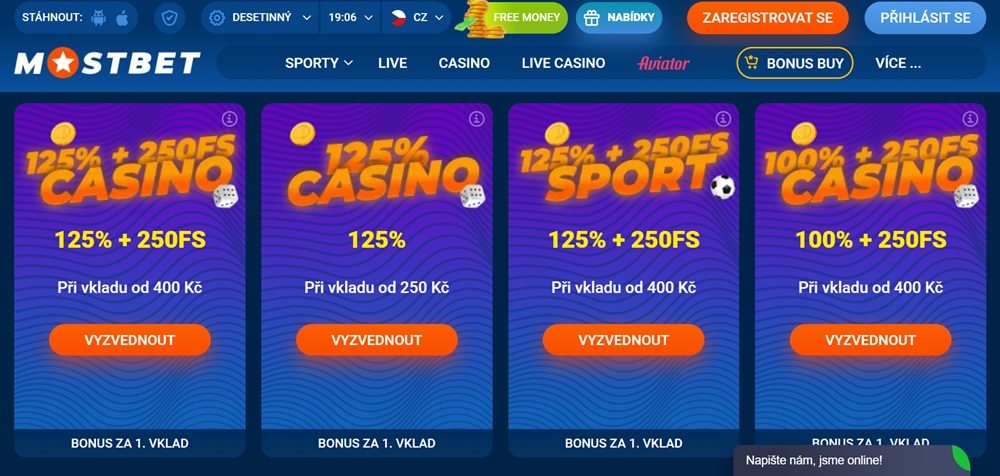 MostBet uvítací bonus