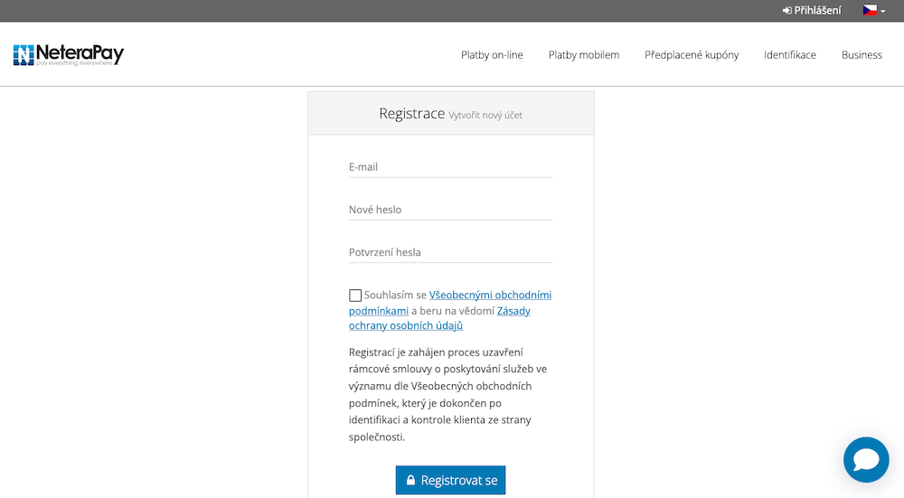 NeteraPay registrace