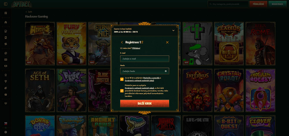 Spybet casino registrace a login
