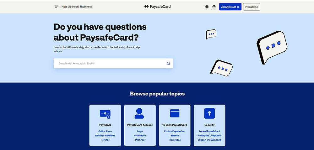 Jak kontaktovat podporu Paysafecard?