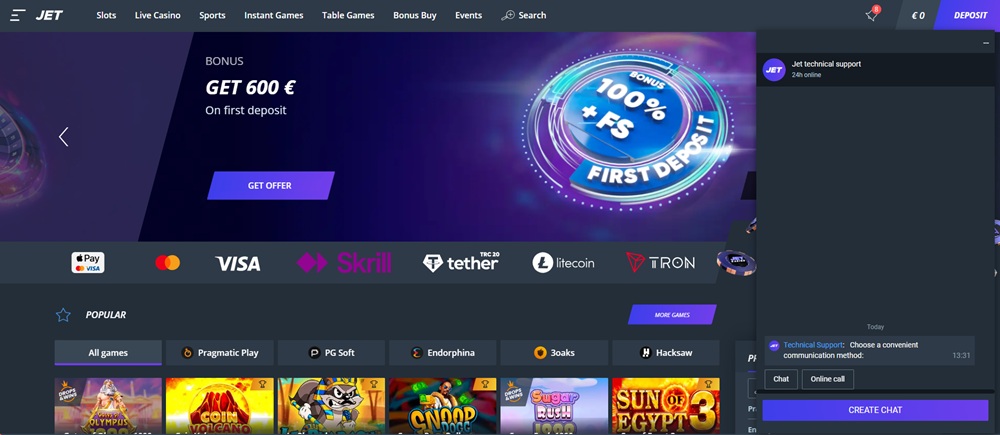 JET Casino kontakt