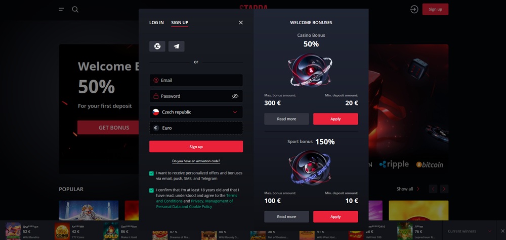 Starda Casino registrace
