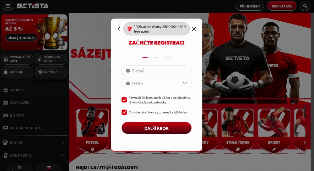 Betista registrace