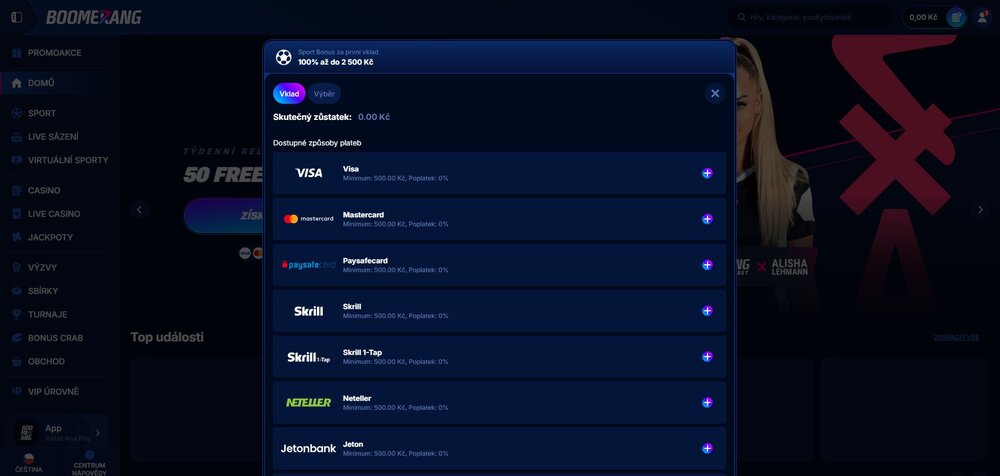 boomerang bet minimální vklad