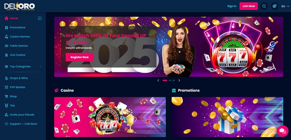 Del Oro Casino úvodní stránka
