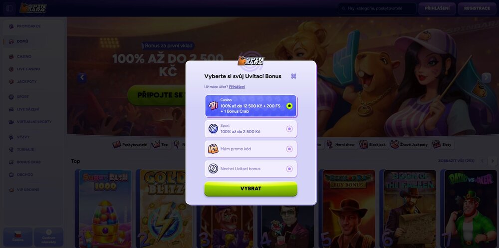 spinbara casino registrace