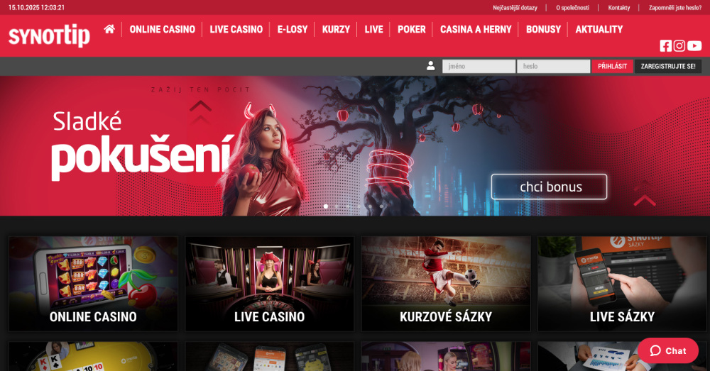 SynotTip casino úvodní