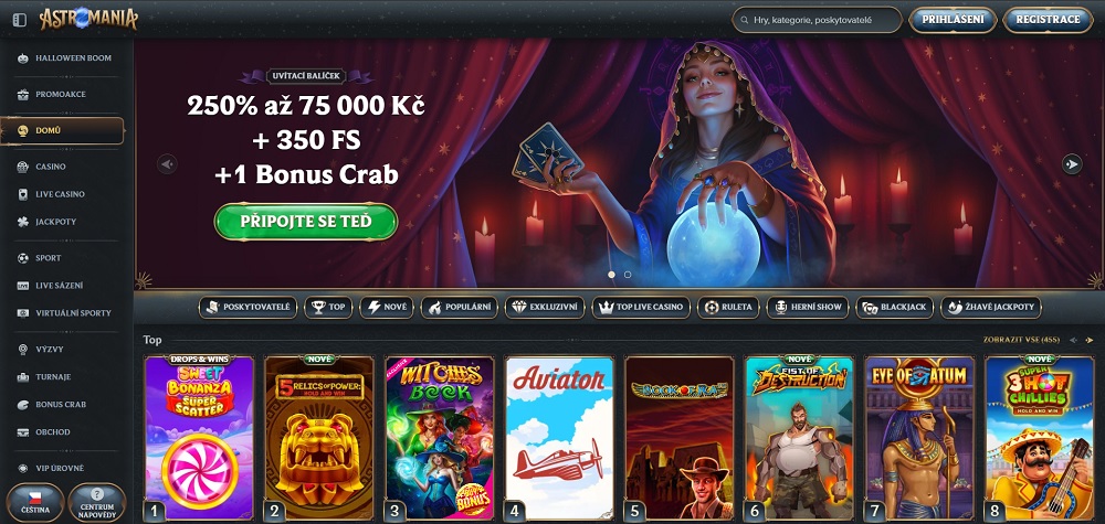 AstroMania casino úvodní