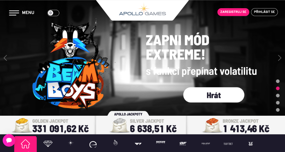 Apollo Games casino úvodní