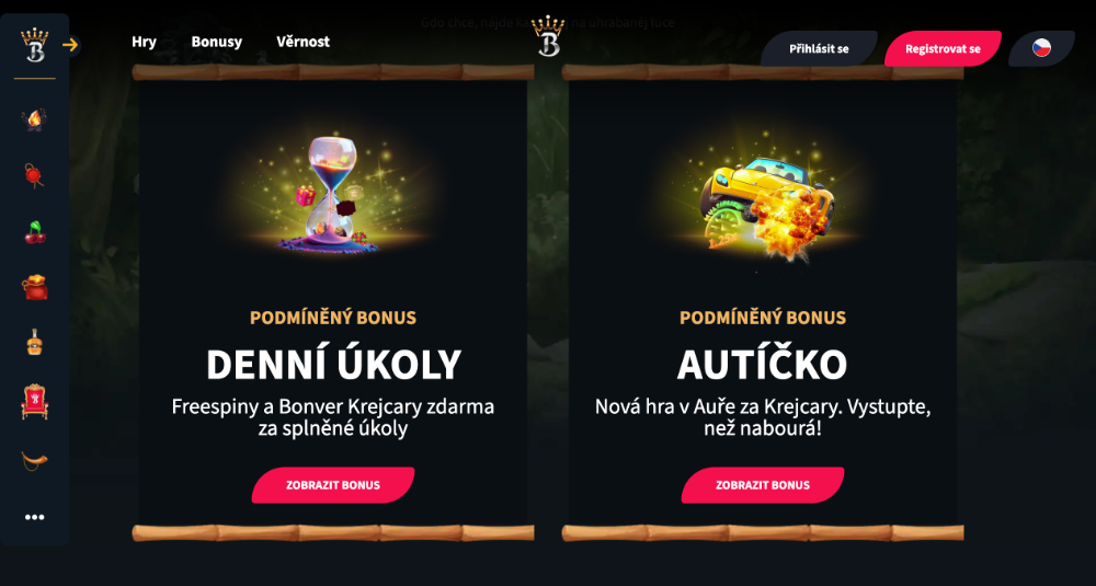 Bonusy v casinu Bonver úvodní