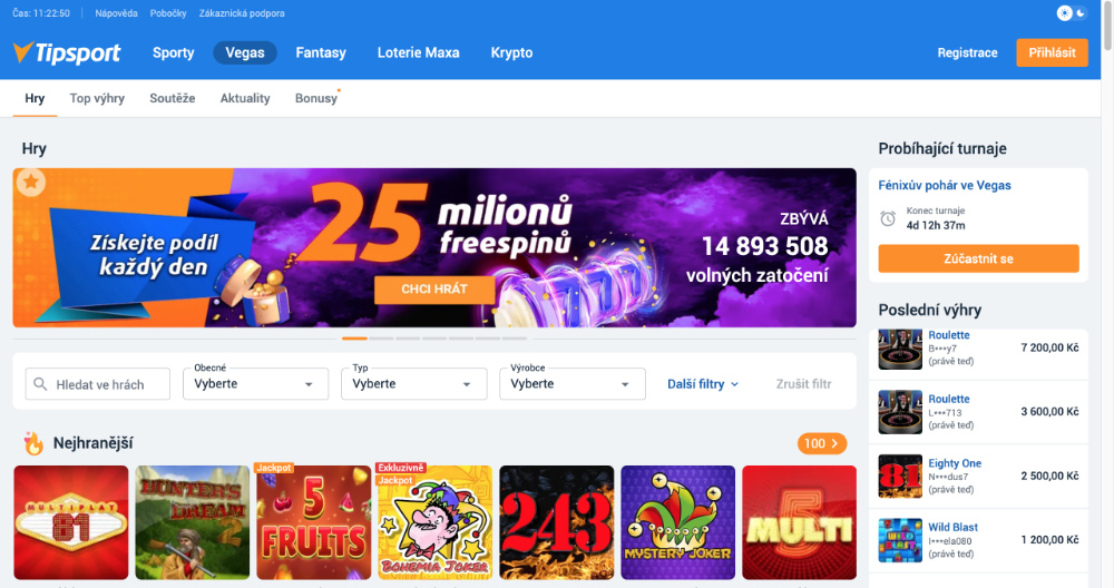 Tipsport casino úvodní