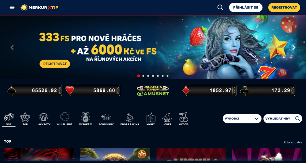 MerkurXtip casino úvodní