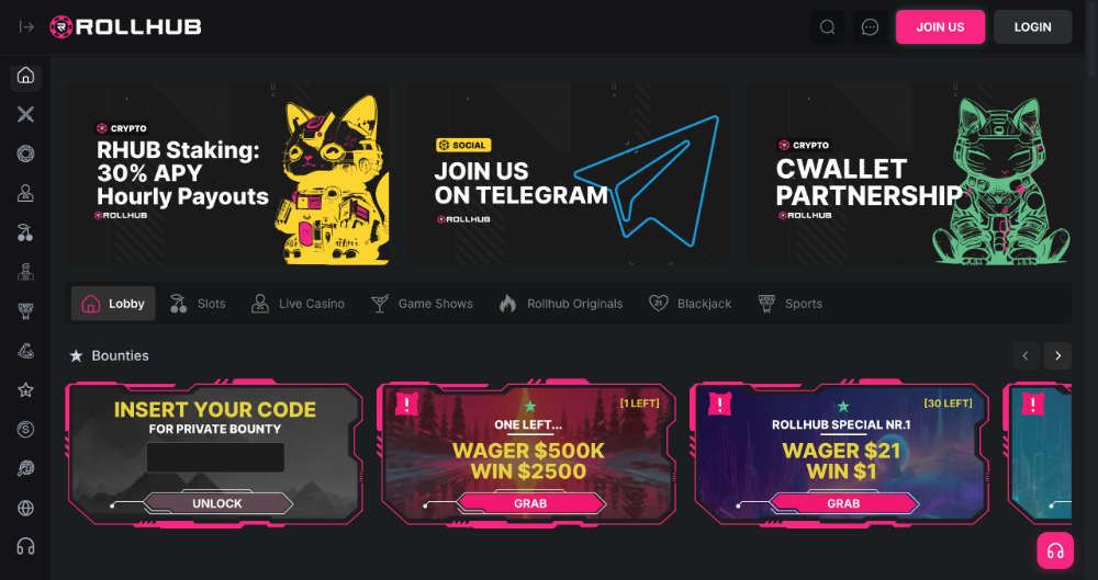 Rollhub casino úvodní