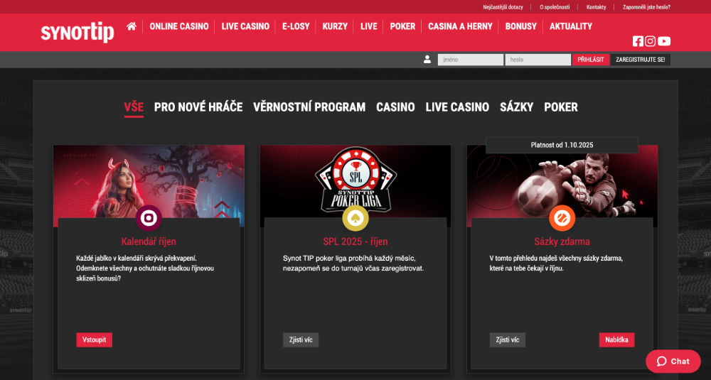 Bonusy v casinu SynotTip