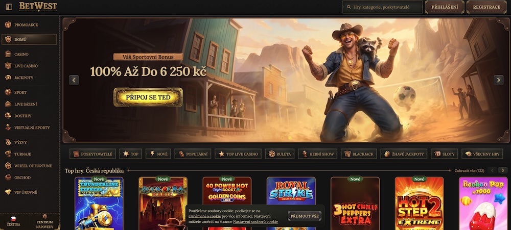 BetWest casino homepage