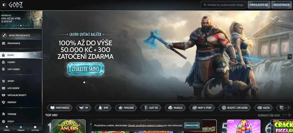 Godz casino homepage